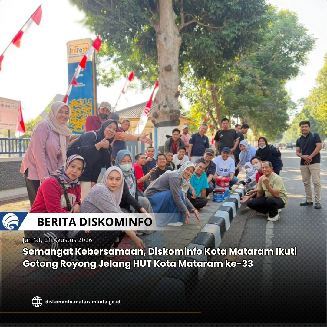 Thumbnail Semangat Kebersamaan, Diskominfo Kota Mataram Ikuti Gotong Royong Jelang HUT Kota Mataram ke-33
